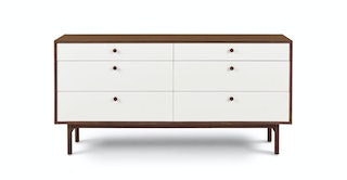 Luella White / Walnut 6-Drawer Double Dresser